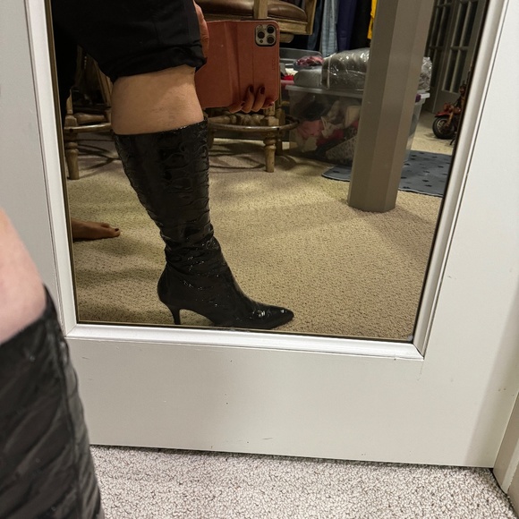 Black Patent Croc Boots - Picture 5 of 5